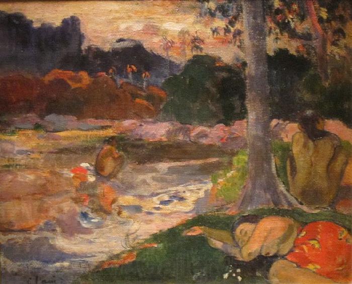 Paul Gauguin Tahitians on the Riverbank Norge oil painting art